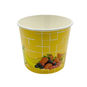 Preview: 40 Stk. Eisbecher Hartpapierbecher 195 ml Früchte Sonnengelb Ø 81 x 68 mm