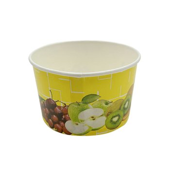 Preview: 50 Stk. Eisbecher Hartpapierbecher 200 ml Früchte Gelb Ø 92 x 55 mm