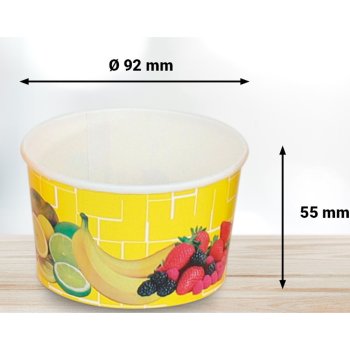 Preview: 50 Stk. Eisbecher Hartpapierbecher 200 ml Früchte Gelb Ø 92 x 55 mm