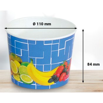 Preview: 50 Stk. Eisbecher Hartpapierbecher 500 ml Früchte Blau Ø 110 x 84 mm