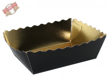500 Stk. Gebäckschalen Plätzchenschalen Weihnachtsgebäck schwarz/gold 148x123x30 mm