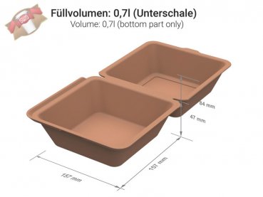 50 Stk. Mehrweg Hamburgerboxen "ToGo" braun 157 x 157 x 84 mm