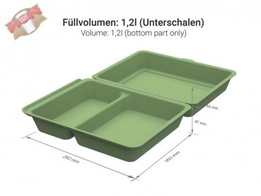 25 Stk. Mehrweg Menüboxen "ToGo" large grün 203 x 252 x 84 mm