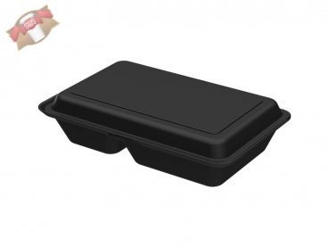 50 Stk. Mehrweg Menüboxen "ToGo" medium schwarz 157 x 246 x 61 mm