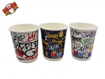 25 Stk. Kaffeebecher Coffee to go Becher 200 ml Doppelwandbecher Graffiti