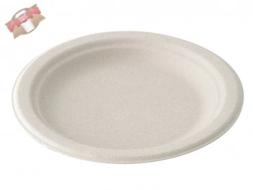 1000 Stk. Zuckerrohr Bagasse Teller rund Ø 17,6 cm Bio weiß