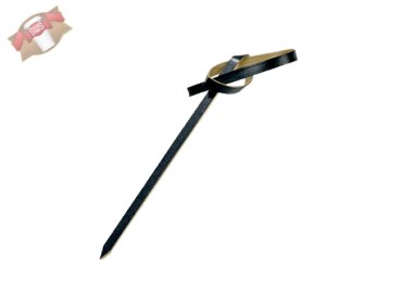 2000 Stk. Bio-Bambus Spieße Schaschlikspieße schwarz mit Schleife 6 cm
