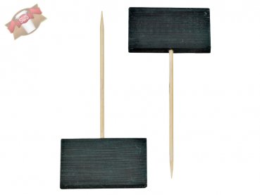 400 Stk. Bio-Bambus Spieße Deko Picker Holzspieße mit schwarz Tafel 9 cm