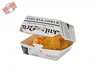 500 Stk. Mini-Hamburgerboxen mit Klappdeckel 90x90x90 mm Newsdesign