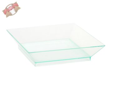 200 Stk. Menü- Plastikteller grün transparent quadratisch 65x65 mm PET