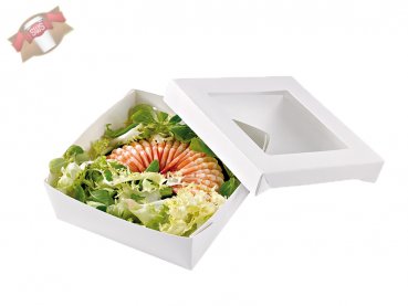 250 Stk. Krayboxen weiß mit Fenster 120x120x50 mm, Salat Box