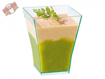 600 Stück Bio PLA Plastikbecher quadratisch transparent 45x45x55mm 60ml
