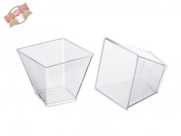 600 Stück Bio PLA Plastikbecher quadratisch transparent 75x75x71mm