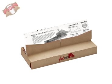 1.000 Stück Bio Einschlagpapier weiß Newspaperdesign in Verteilerbox 270x350mm