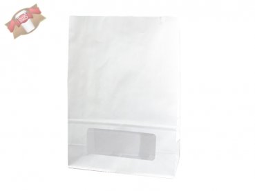 500 Stk. Bio Sandwichtüte Papiertasche weiß Sichtfenster 150x75x220 mm