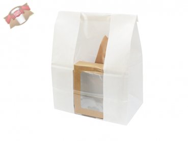 500 Stk. Bio Sandwichtüte Papiertasche weiß Sichtfenster 180x110x265 mm