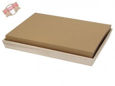 10 Stk. Holz Tablett 390x290x40 mm Bio ohne Karton Deckel