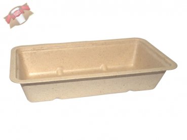 800 Stk. Schale Snacktray Snackschale aus Bagasse braun 150x77x30 mm