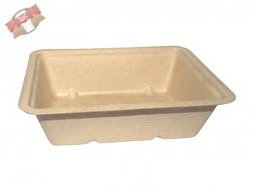 800 Stk. Schale Snacktray Snackschale aus Bagasse braun 122x92x34 mm
