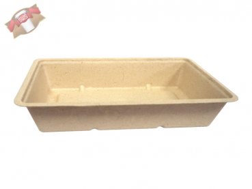 600 Stk. Schale Snacktray Snackschale aus Bagasse braun 162x108x36 mm