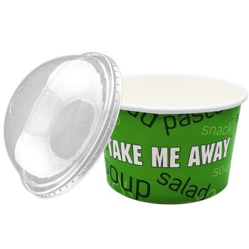 Preview: 100 Stk. Salatbecher To Go 850 ml „Take Me Away“ Ø 140 x 87 mm mit PET-Domdeckel