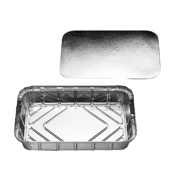 100 Stk. Aluschale eckig 1/2 GN 2000 ml R 2 L mit Deckel Baklavaform Baklavaschale