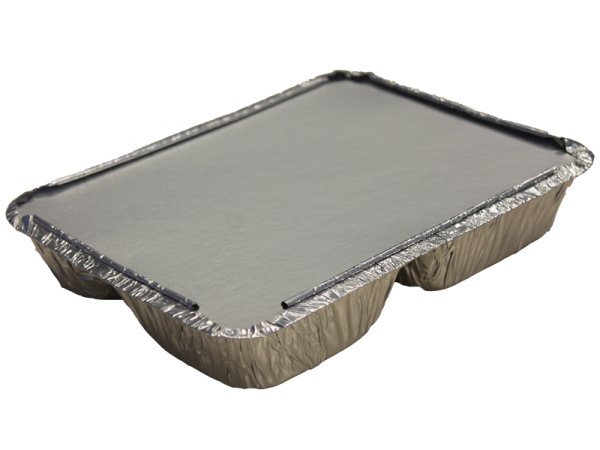 100 Stk. Aluschalen Menüschalen 3-geteilt 227x177x39 mm mit passendem Deckel