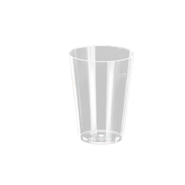 50 Stk. Plastikbecher Trinkglas aus Spritzguss PS mit Eichstrich 0,2 ltr.