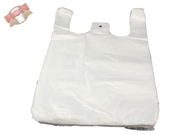 100 Stk. Hemdchentragetaschen Plastiktüten 28x14x48 cm (11 my) weiß