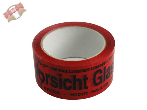 6 Rollen Packfilm selbstklebend 50mmx66lfm "Vorsichtglas+Kelch" rot/schwarz