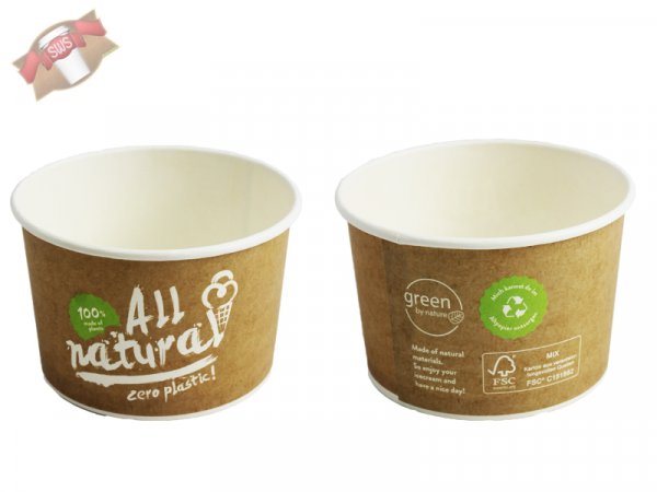 50 Stk. Eisbecher 300 ml "All natural zero plastic" 100% made of plants