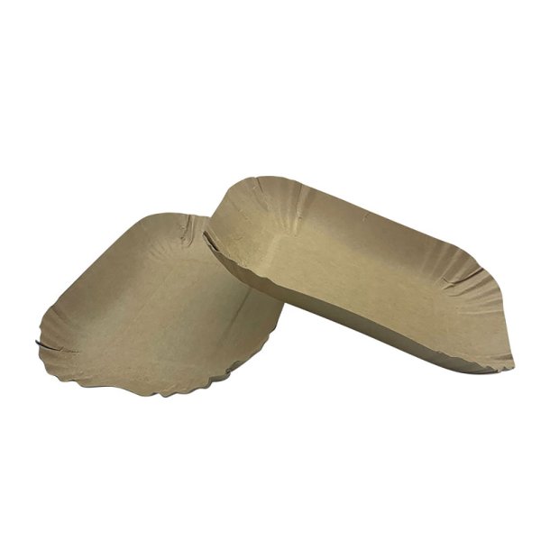 250 Stk. Pappschale eckig 17,5x13x3 cm braun aus Frischfaser mit Fettbarriere