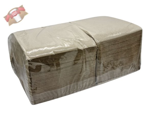 500 Stk. Servietten 1-lagig 33 x 33 cm 1/4 Falz braun