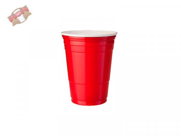 50 Stk. Beerpong Becher 16 oz 0,4 ltr. rot/weiß