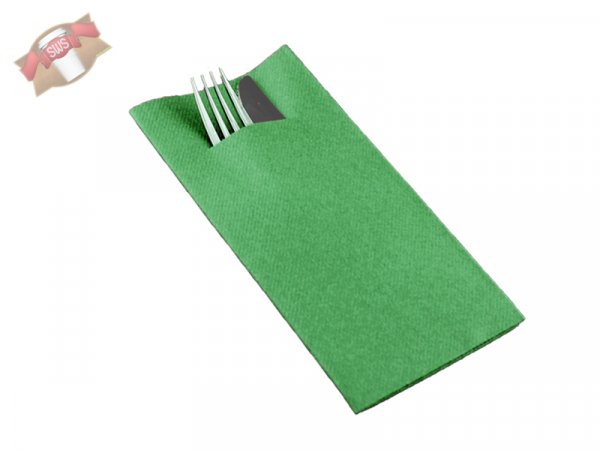 100 Stk. Airlaid Bestecktasche dunkelgrün 60g 1/8 Falz