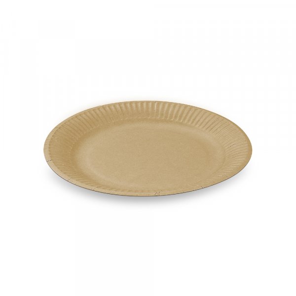 192 Stk. Pappteller rund Ø 18 cm kraft braun aus Frischfaser mit Fettbarriere