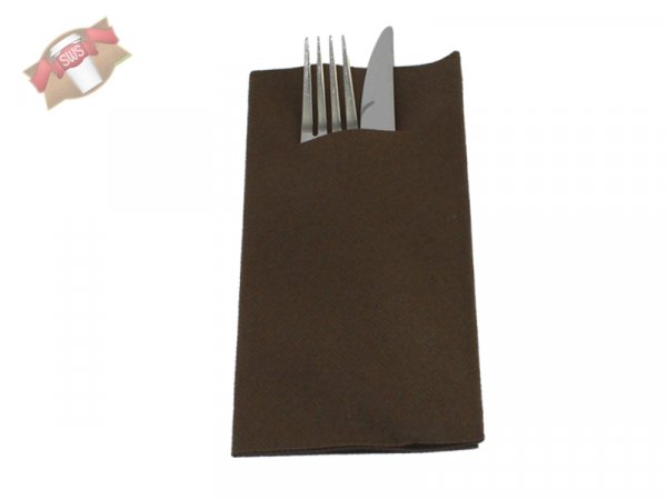 100 Stk. Airlaid Bestecktasche braun 60g 1/8 Falz
