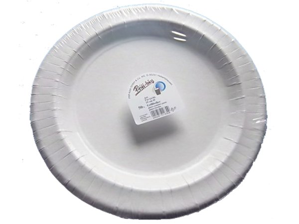 50 Stk. Pappteller rund Ø 29 cm weiß aus Recyclingkarton mit Fettbarriere