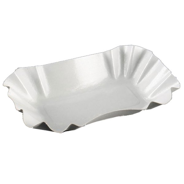 250 Stk. Pappschalen eckig 14x9x3 cm aus Frischfaser – weiß – mit Fettbarriere