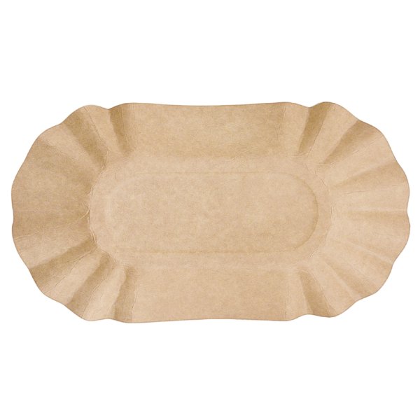 250 Stk. Pappschale oval 19x11x3cm braun aus Frischfaser mit Fettbarriere
