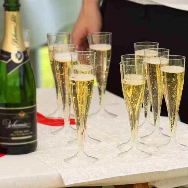 288 Stk. Sektgläser klar 100 ml (100 ccm) 2-teilig mit Eichstrich klar (48x6)