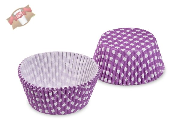 40 Stk. Gebäckkapseln Muffinförmchen Karo violett Ø 50x30 mm