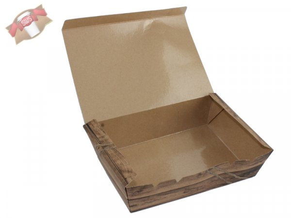 400 Stk. Snackbox Klappbox "Enjoy your Meal" in Holzoptik