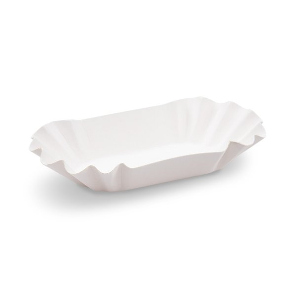 250 Stk. Pappschale oval 17,5 x 10 x 3 cm aus Frischfaser – weiß – Pommesschale