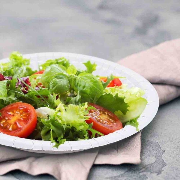 50 Stk. Pappschalen Salatschalen rund FF Ø 20 x 2,7 cm – 380 ml – weiß