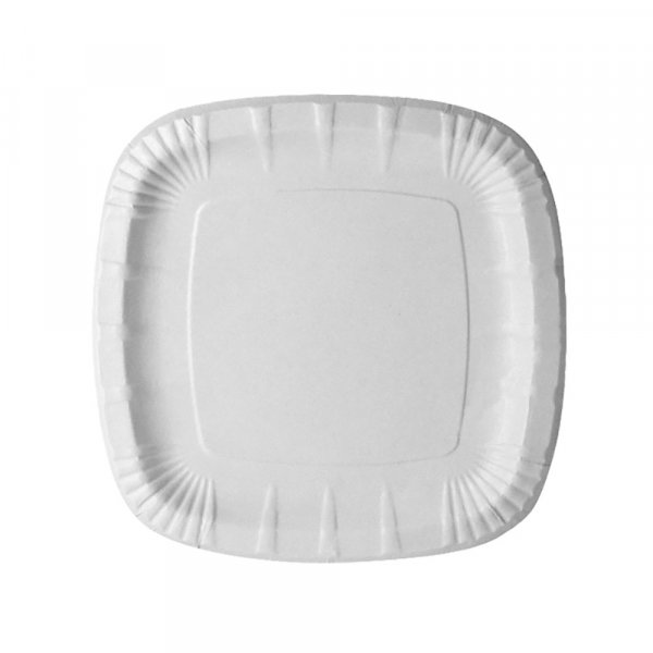 100 Stk. eckige Pappteller 24 x 24 x 2 cm weiß aus Frischfaser – Imbissteller