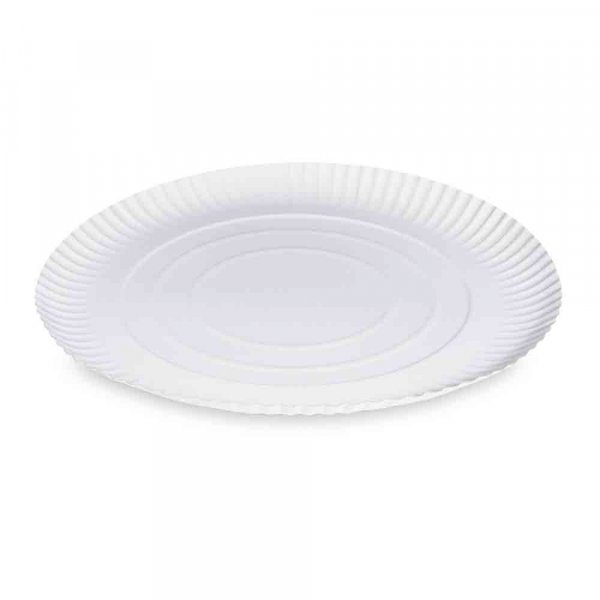 50 Stk. weiße runde Pappteller Ø 32 x 2 cm – Imbissteller & Kuchenteller