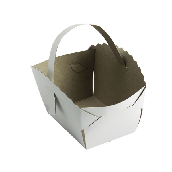 1.250 Stück Gebäckkörbchen mit Henkel 10 x 8 x 6 cm weiß Pappe