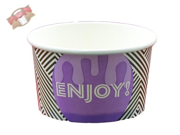 50 Stk. Eisbecher Hartpapierbecher 8 oz 200 / 237 ml "ENJOY"