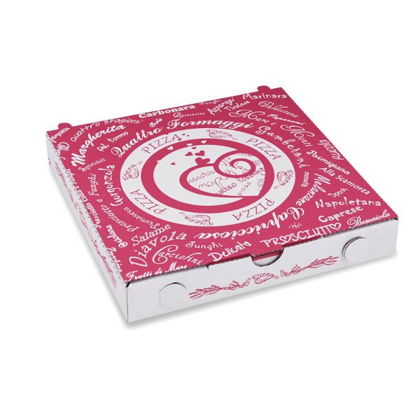 100 Stk. Pizzakarton Motiv "Pizzabelag" 20x20x3 cm Pizzaschachtel Pizzabox